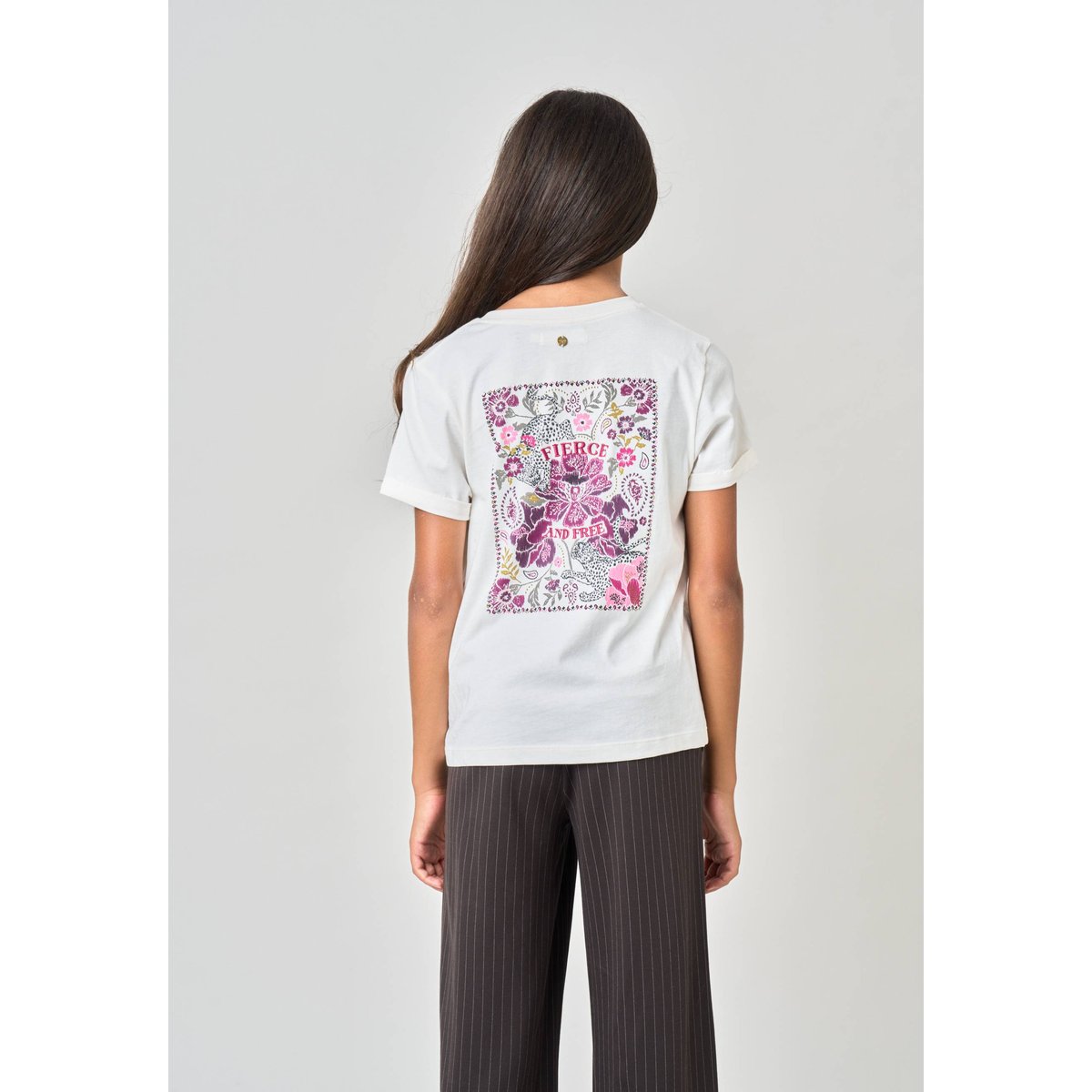 T-shirt regular fille en 100% coton imprimé graphique "fierce and free" ARMELA off white, DEELUXE