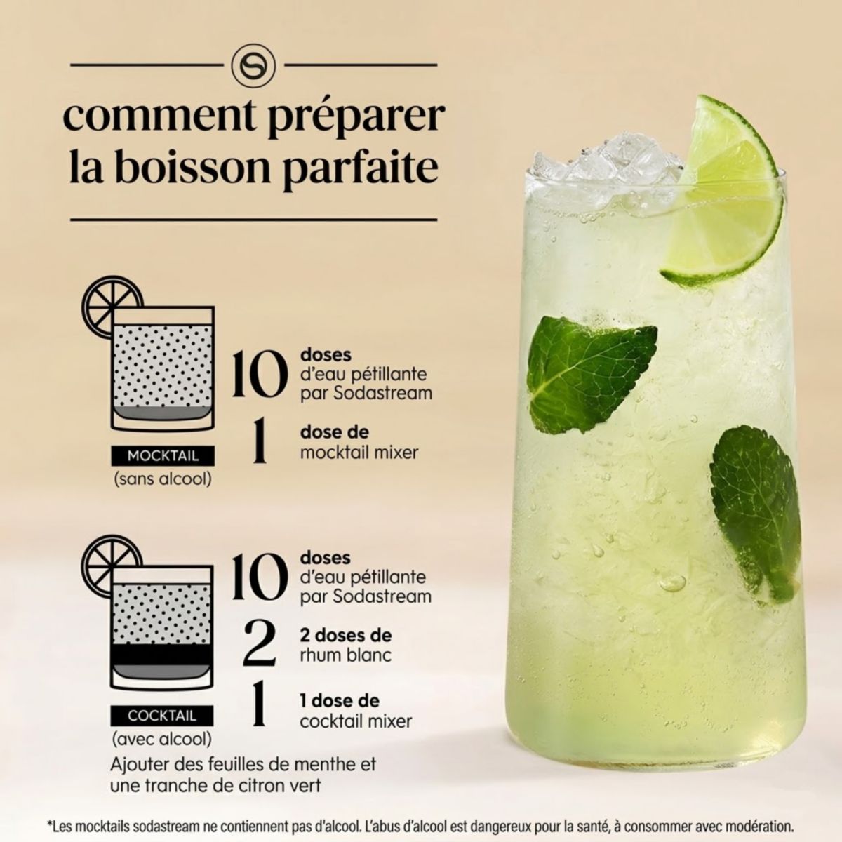 Concentré mixer saveur Mojito sans alcool 330mL couleur unique, SODASTREAM