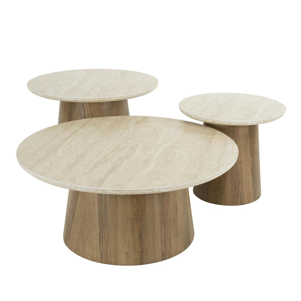 Table basse ronde en céramique (set de 3) ASCOLI beige, PIER IMPORT