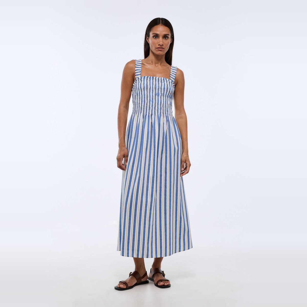 Robe midi smockée imprimée en coton BIO GOTS riviera, MONOPRIX