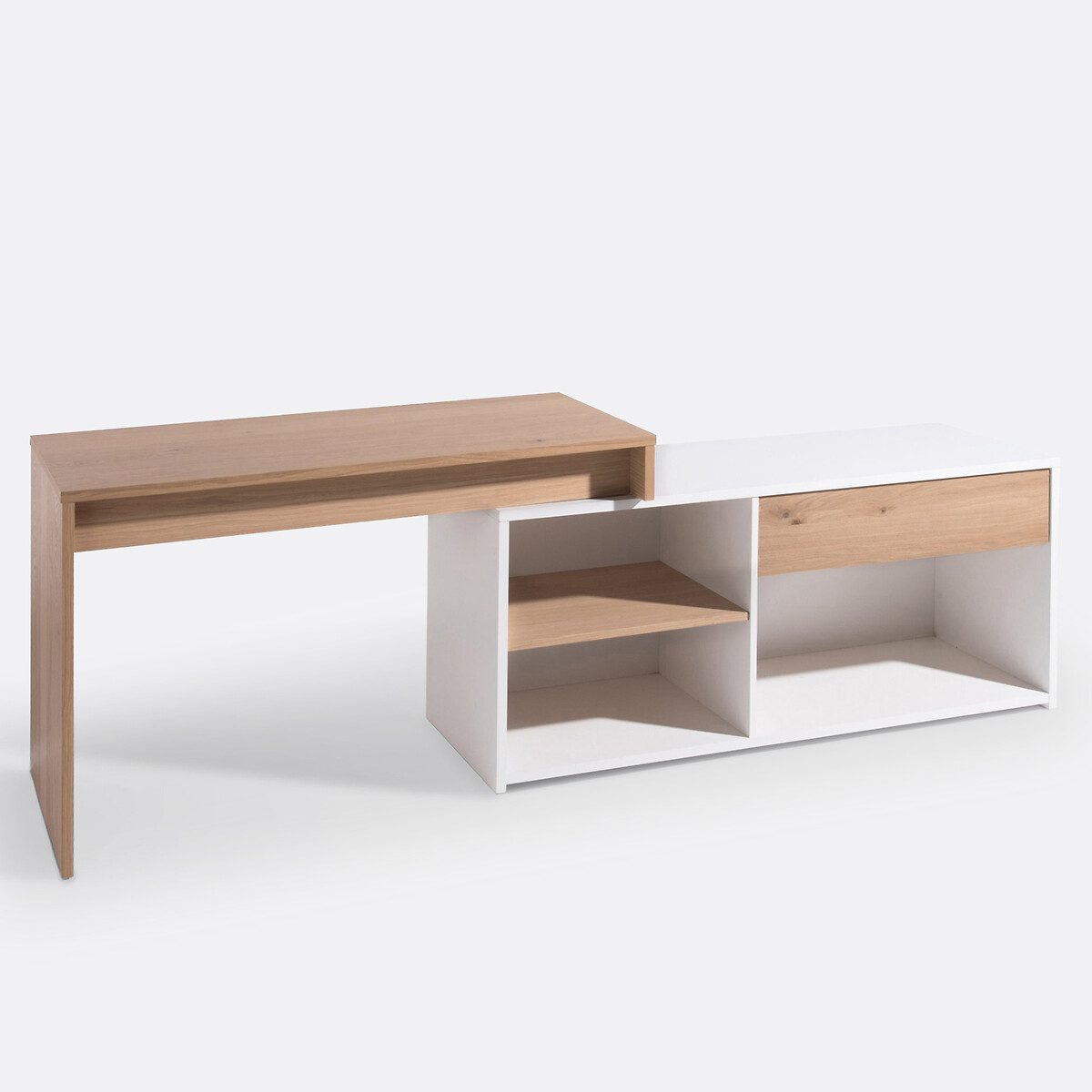 Scrivania angolare modulabile, MADDO quercia/bianco, LA REDOUTE INTERIEURS
