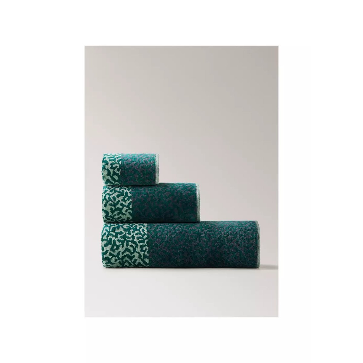Drap de bain coton bouclette jacquard animal vert d´eau, MANGO HOME