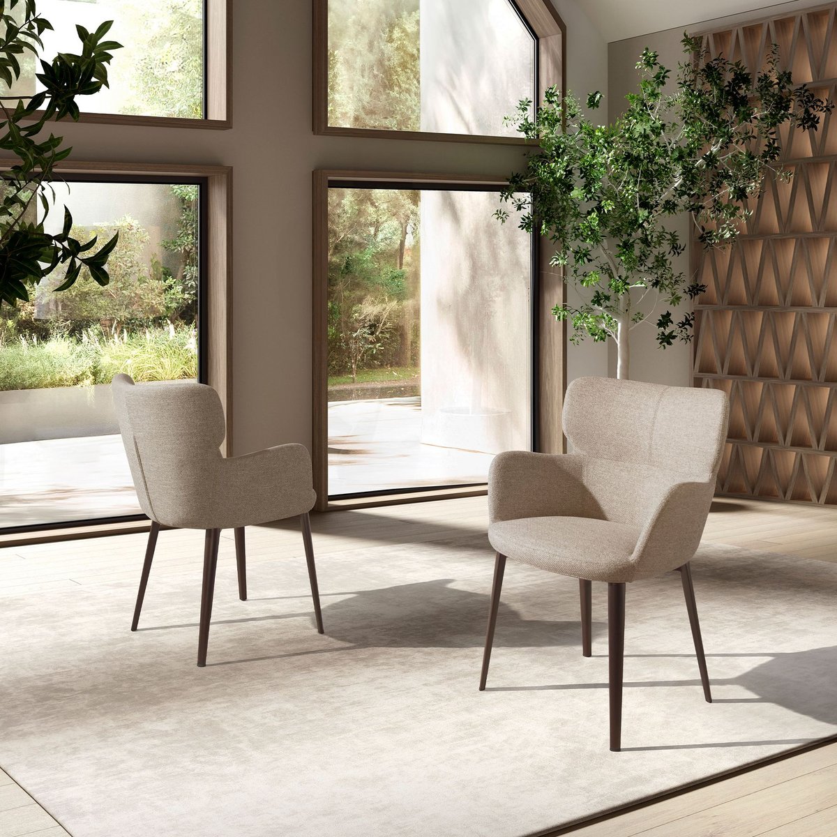 Chaise en tissu marbré marron marbré | marron métal, ANGEL CERDA