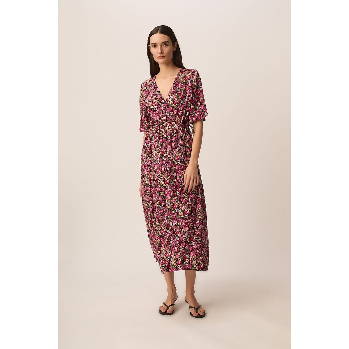 Vestido midi com estampado floral, ELALY estampado floral, DES PETITS HAUTS