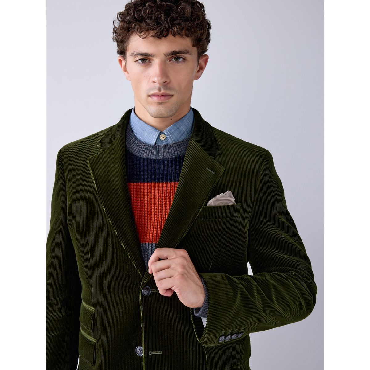 Veste de costume en velours côtelé pontoglio signature vert olive, NEXT
