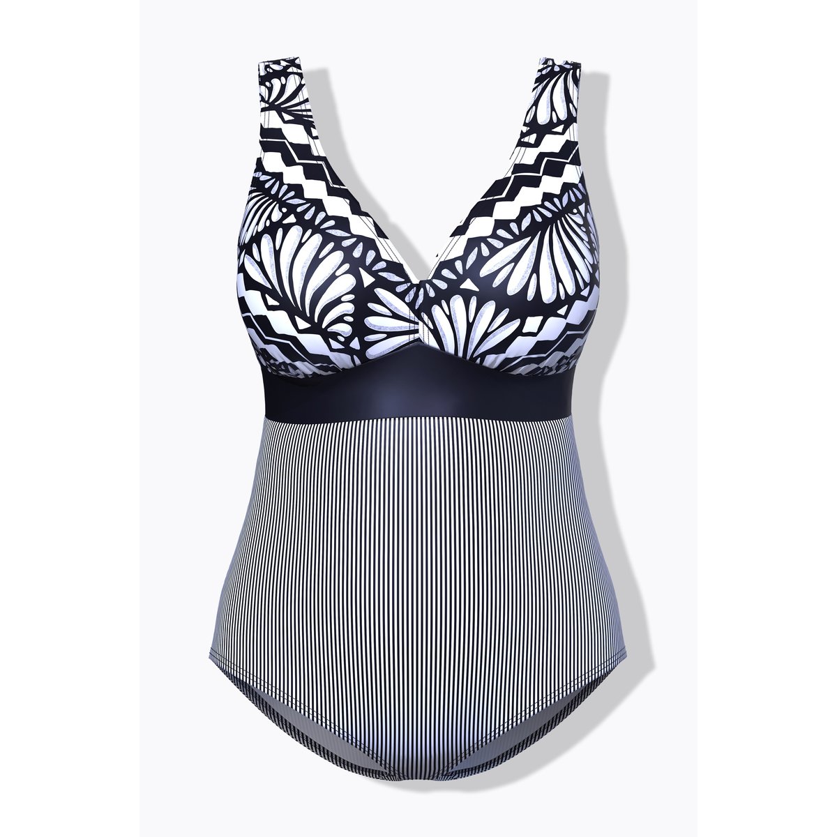 Maillot de bain à bonnets souples. Bande noir, ULLA POPKEN