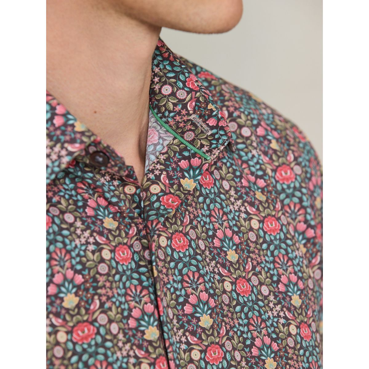 Chemise standard à manches longues marron motif floral, NEXT