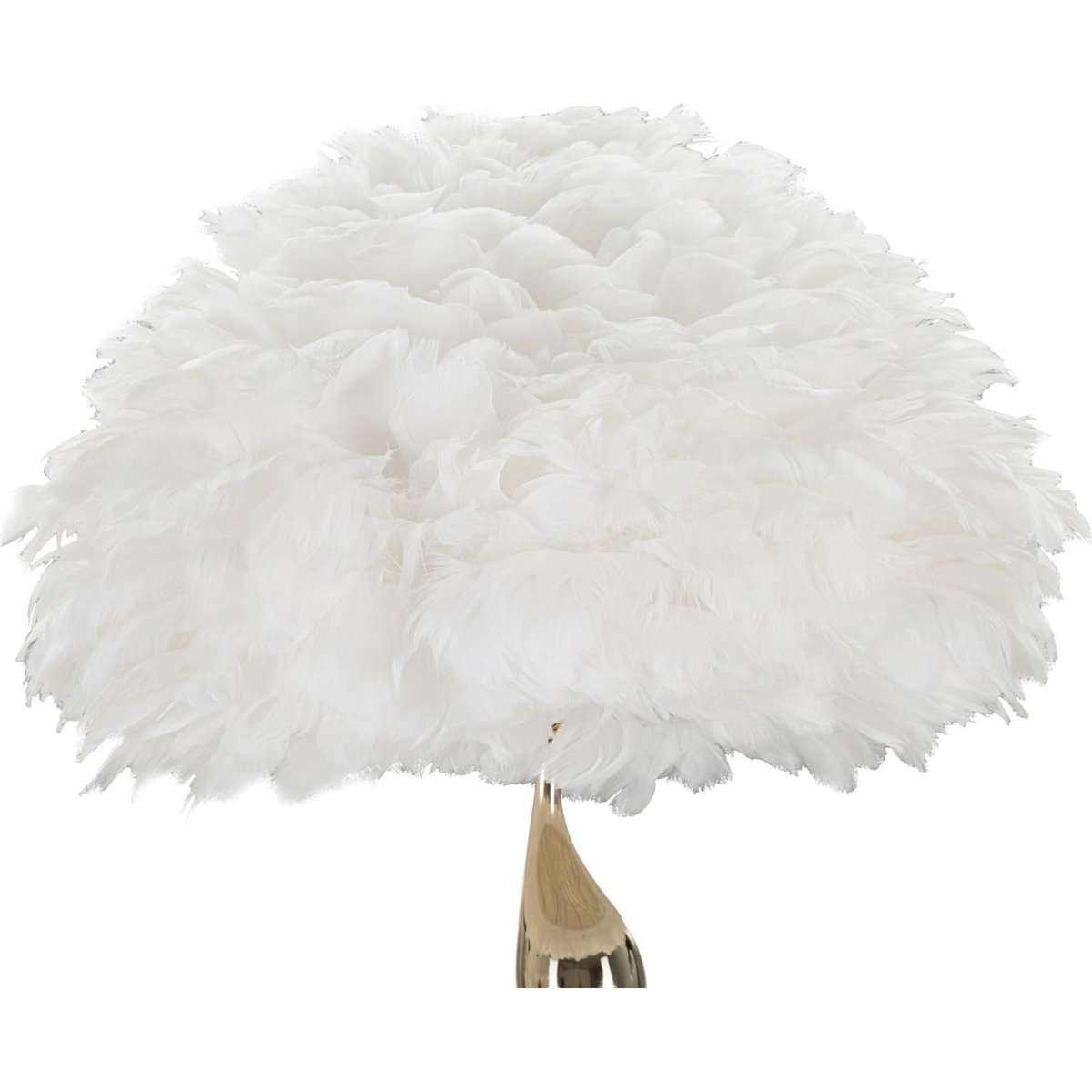 Lampadaire fer abat-jour plumes GLAM doré et blanc, RECOLLECTION