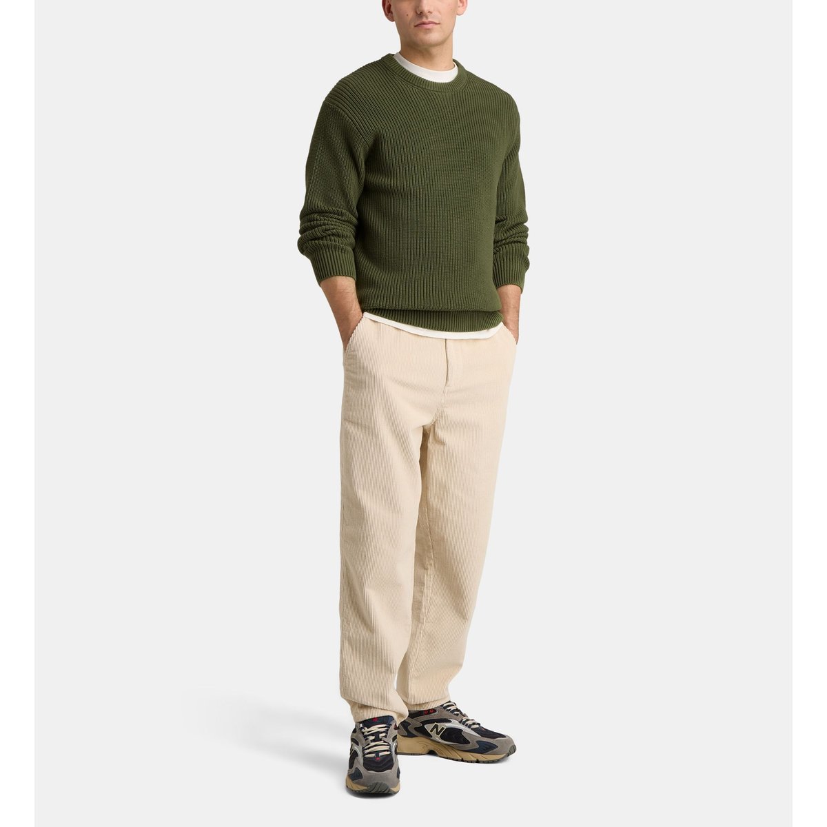 Pull brib droit maille coton bio vert foncé, GALERIES LAFAYETTE
