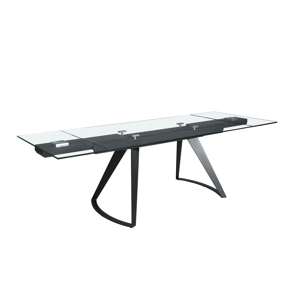 Table à manger extensible rectangulaire en verre trempé et acier noir | verre, ANGEL CERDA