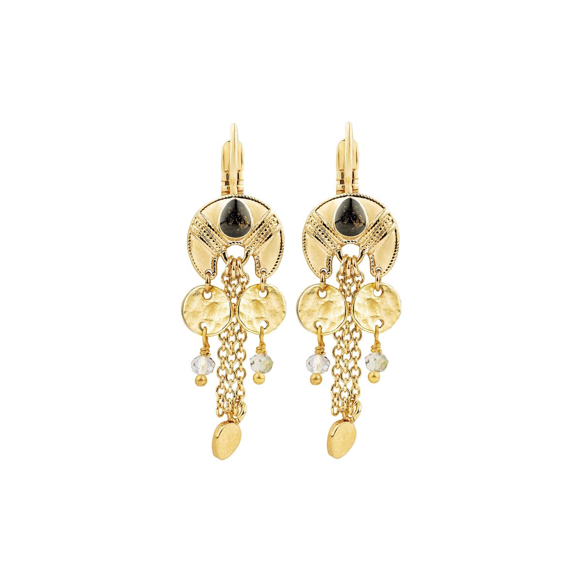 Boucles d'oreilles pendantes avec chaînes KARALA noir, HIPANEMA