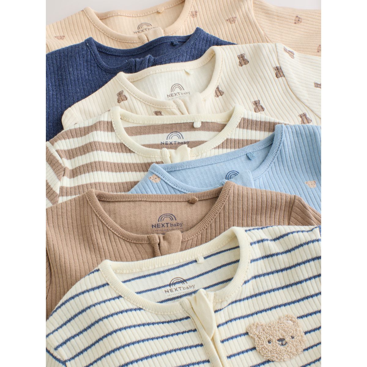 Dors-bien à zip double sens bébé, lot de 7 ours brun neutre, NEXT