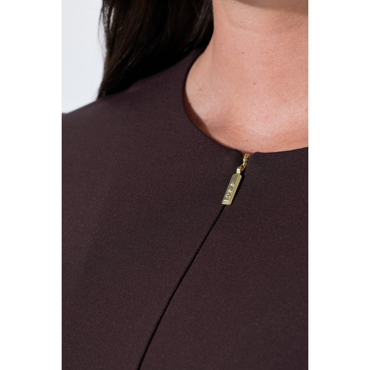 Robe point de Rome, décolleté rond acajou, ULLA POPKEN