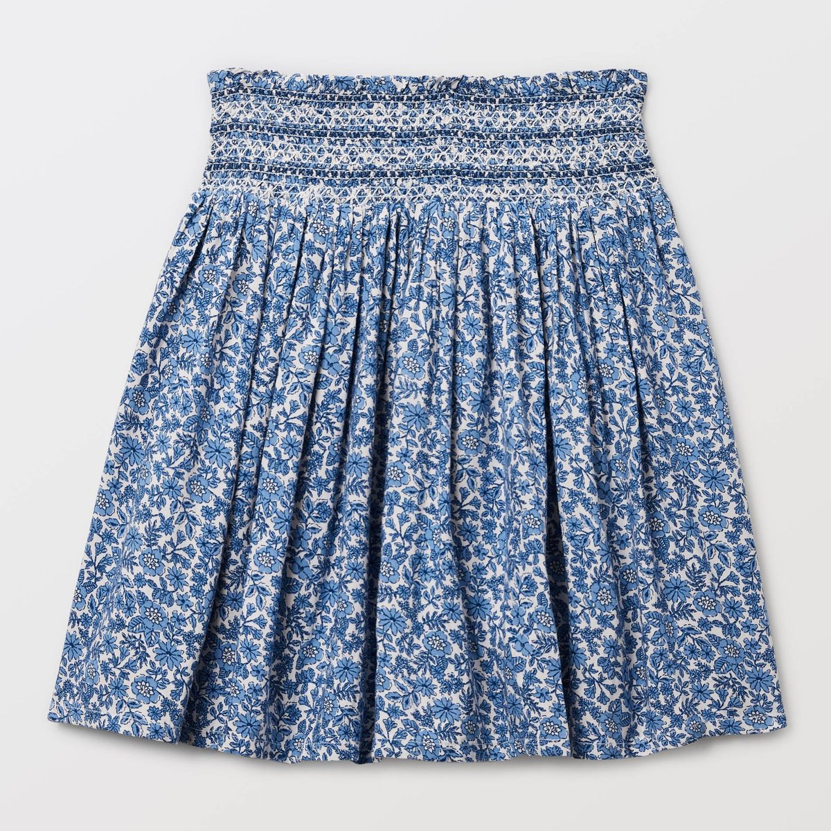 Jupe à imprimé fleuri taille smockée en viscose finistere, MONOPRIX