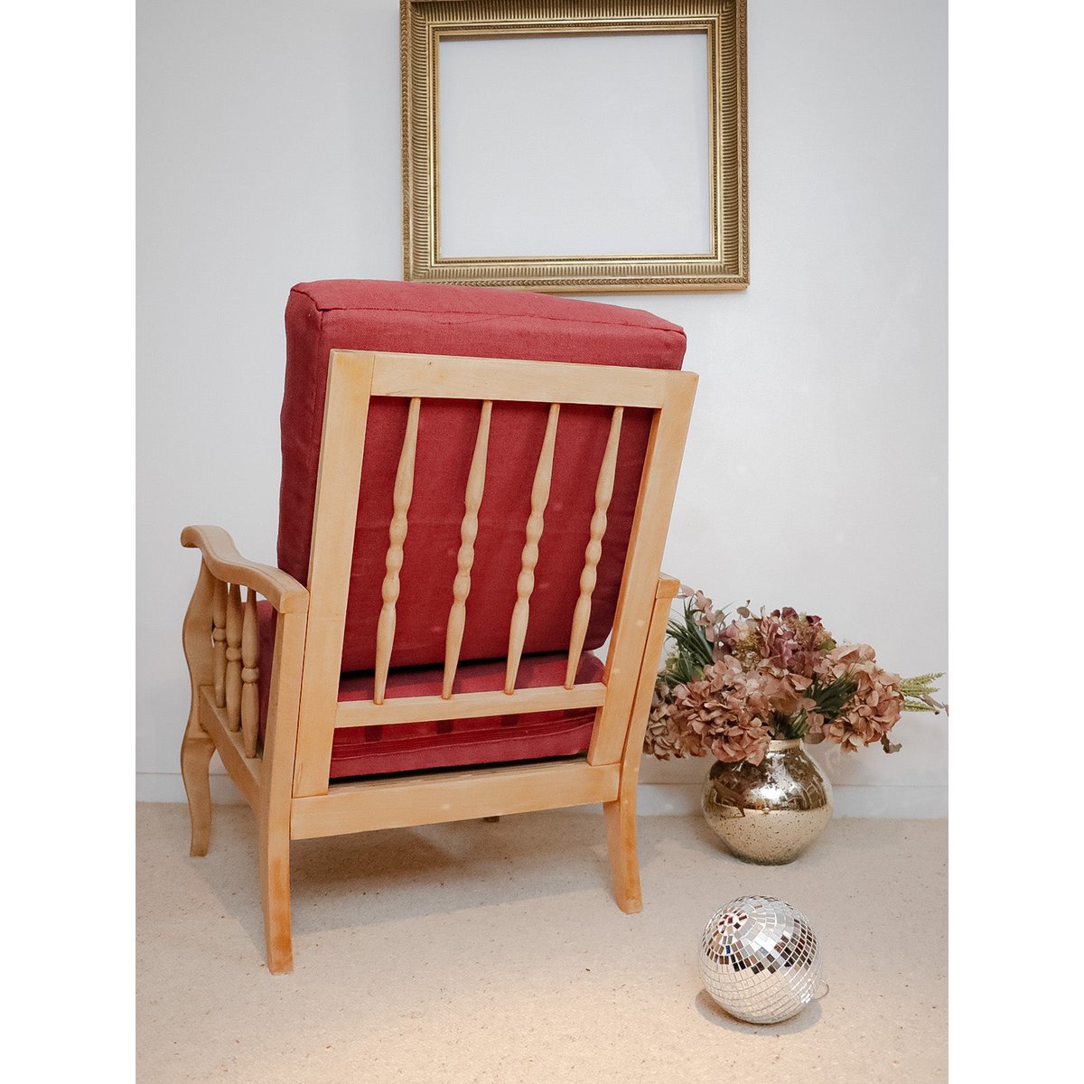 Fauteuil en chêne massif et tissu Ernest N°661 - Bon état bois clair, DEBONGOUT
