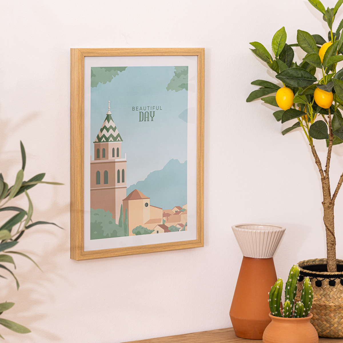 Affiche encadrée design années 50 FRANCOIS multicolore, ATMOSPHERA