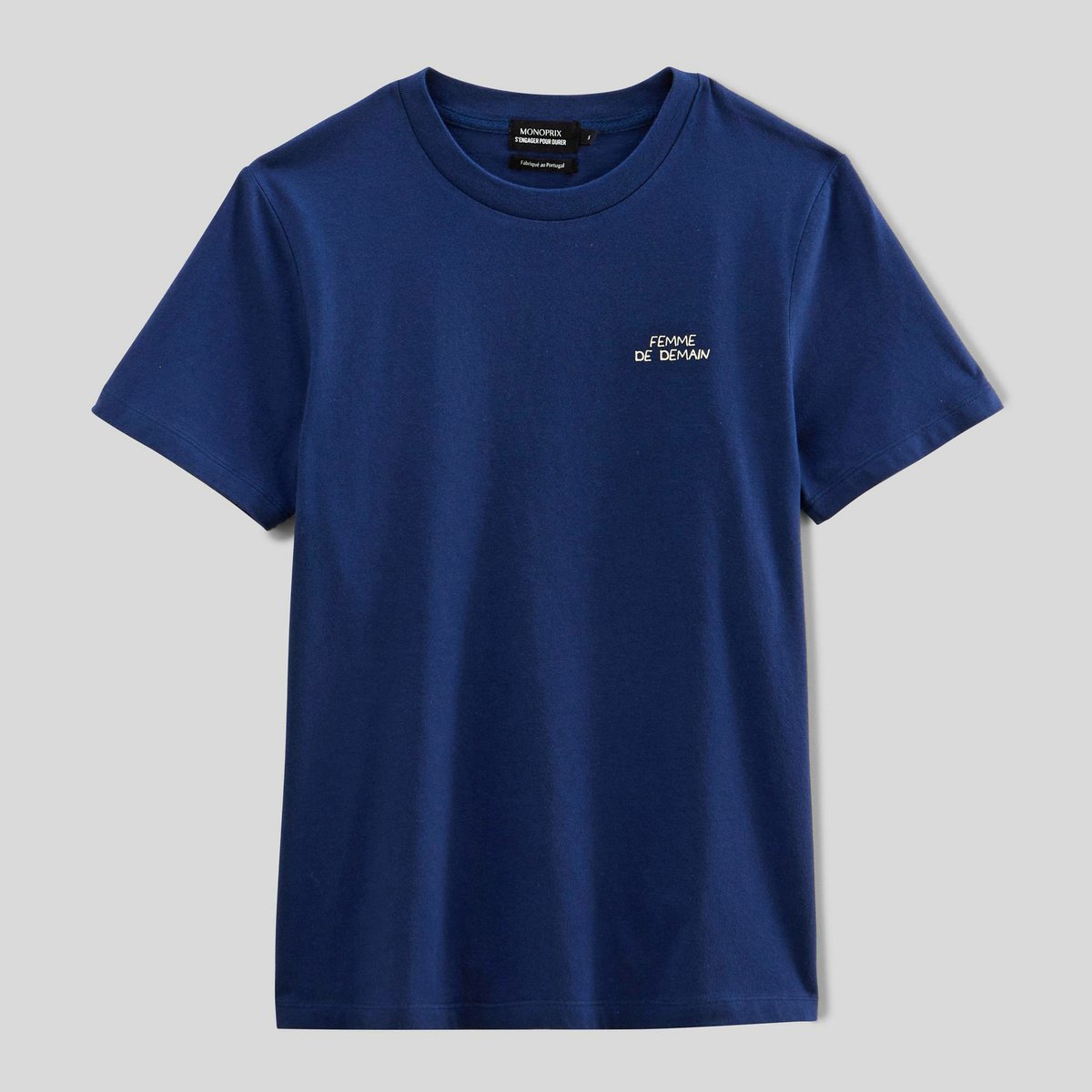 T-shirt à manches courtes imprimés placés en coton BIO marine, MONOPRIX