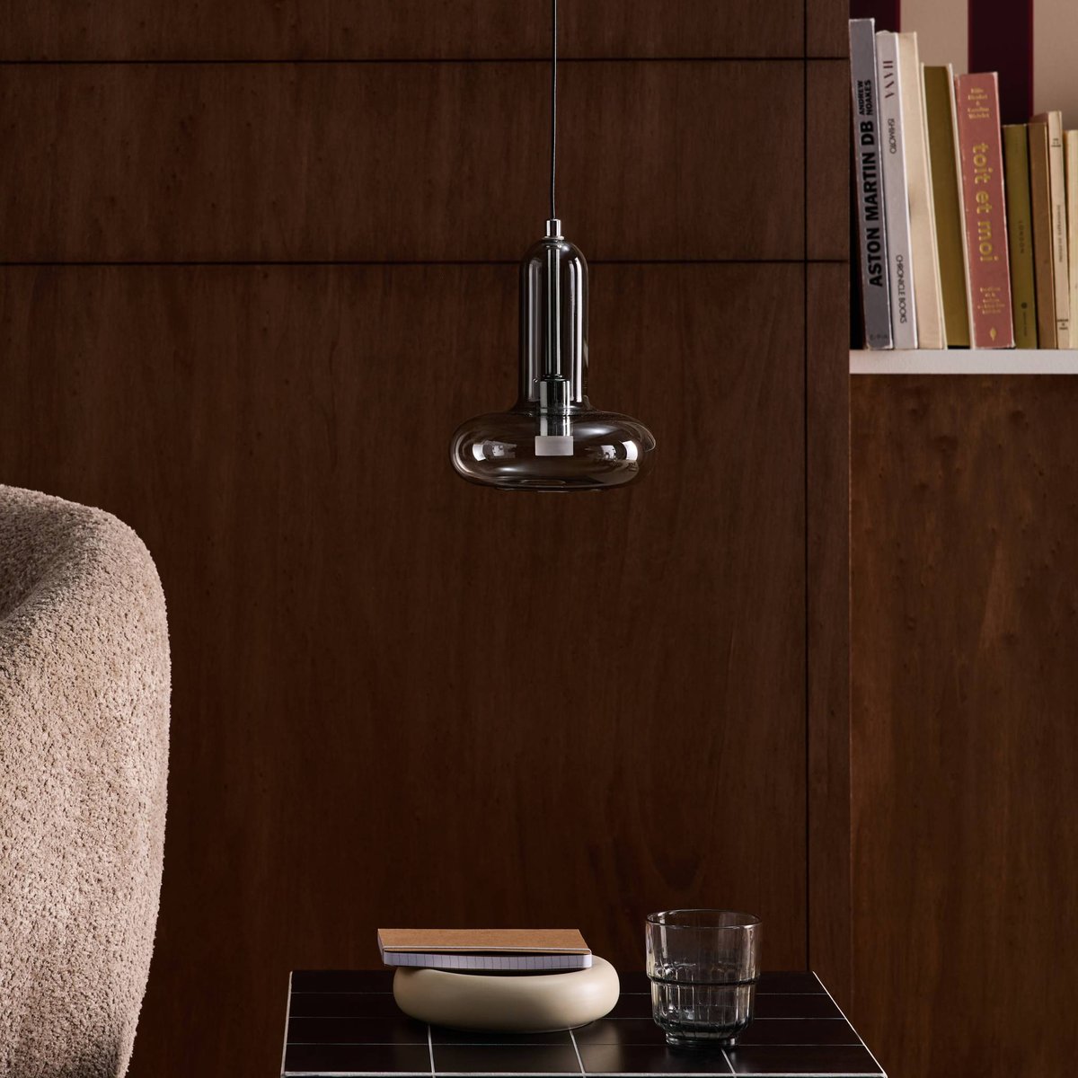 Suspension intérieur LED verre Ø15cm ZENO noir, SWEEEK