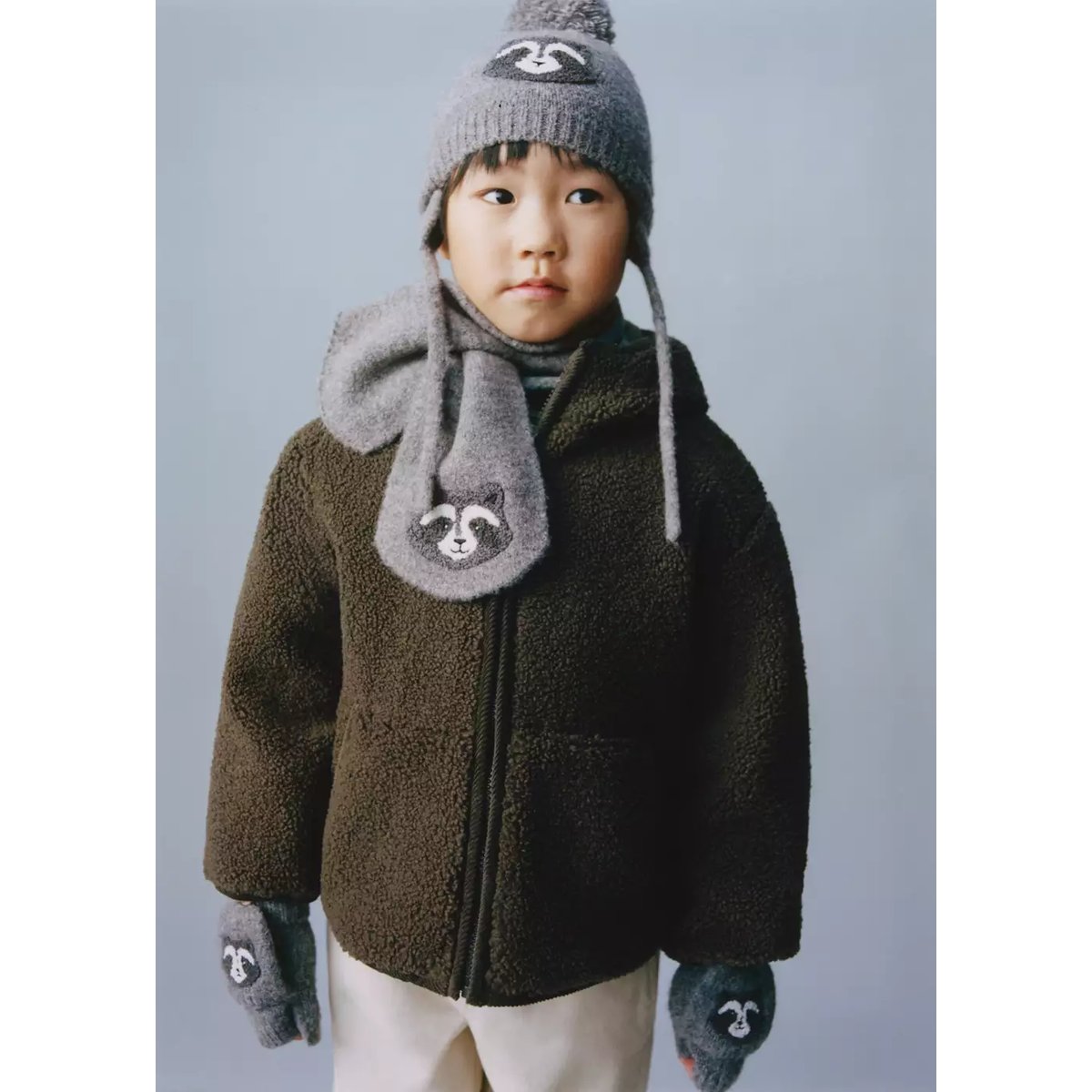 Bonnet maille raton laveur gris, MANGO BABY
