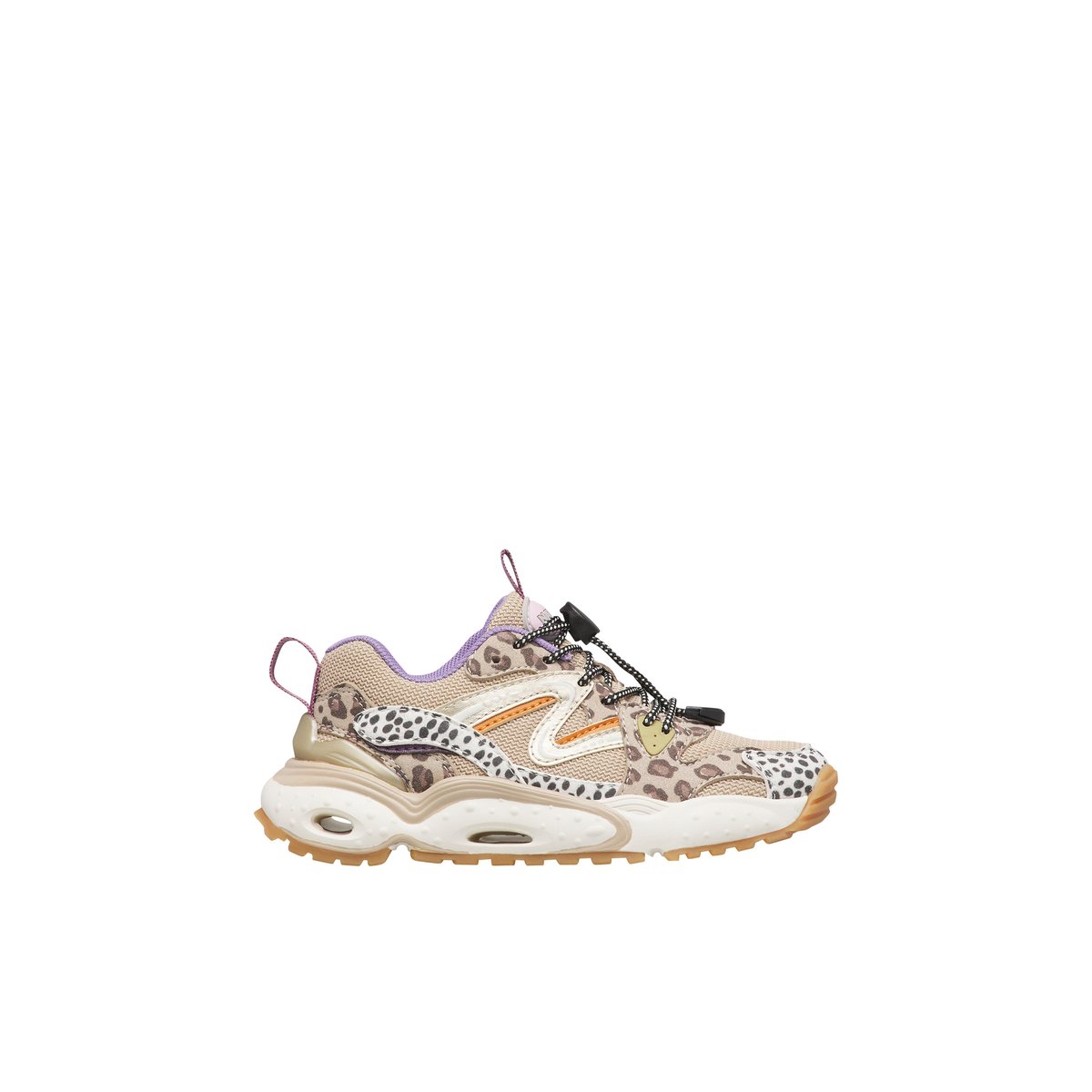 Sneakers en écopelle et tissu FLYNER. blanc-noir-beige, NATURINO