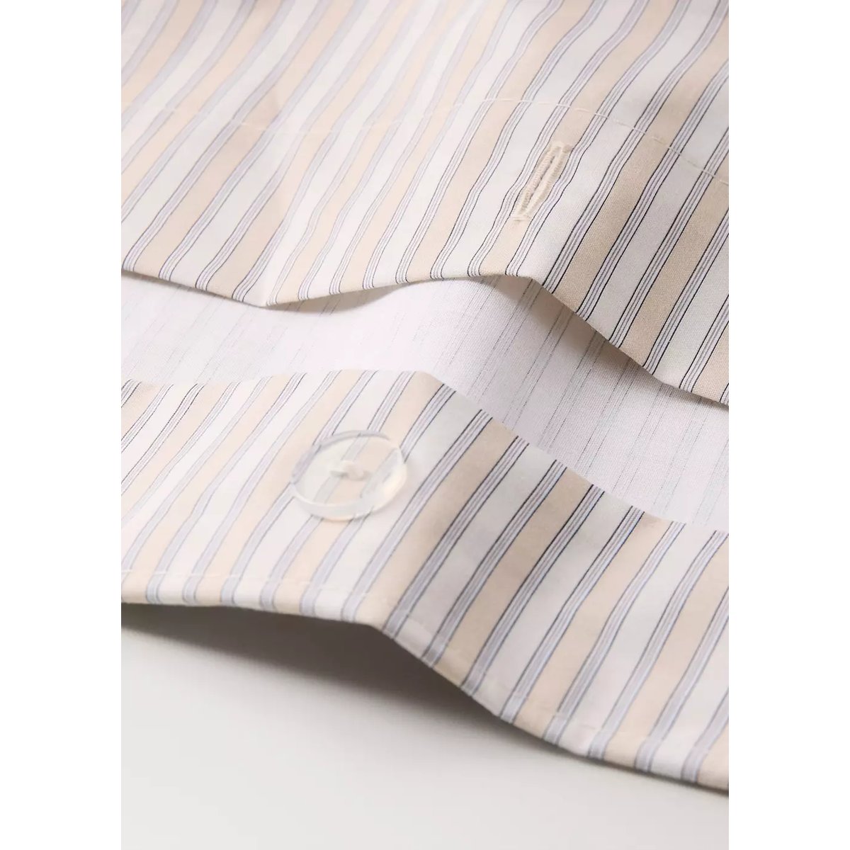 Housse de couette enfant percale de coton imprimé rayures fines lit 90 cm vanille, MANGO HOME
