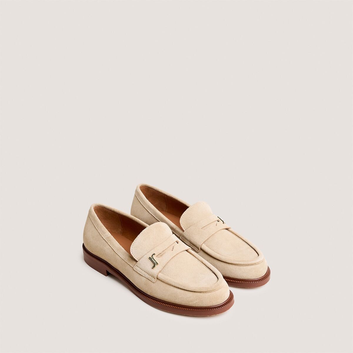 Mocassins em couro croute, DUEDI areia, JONAK