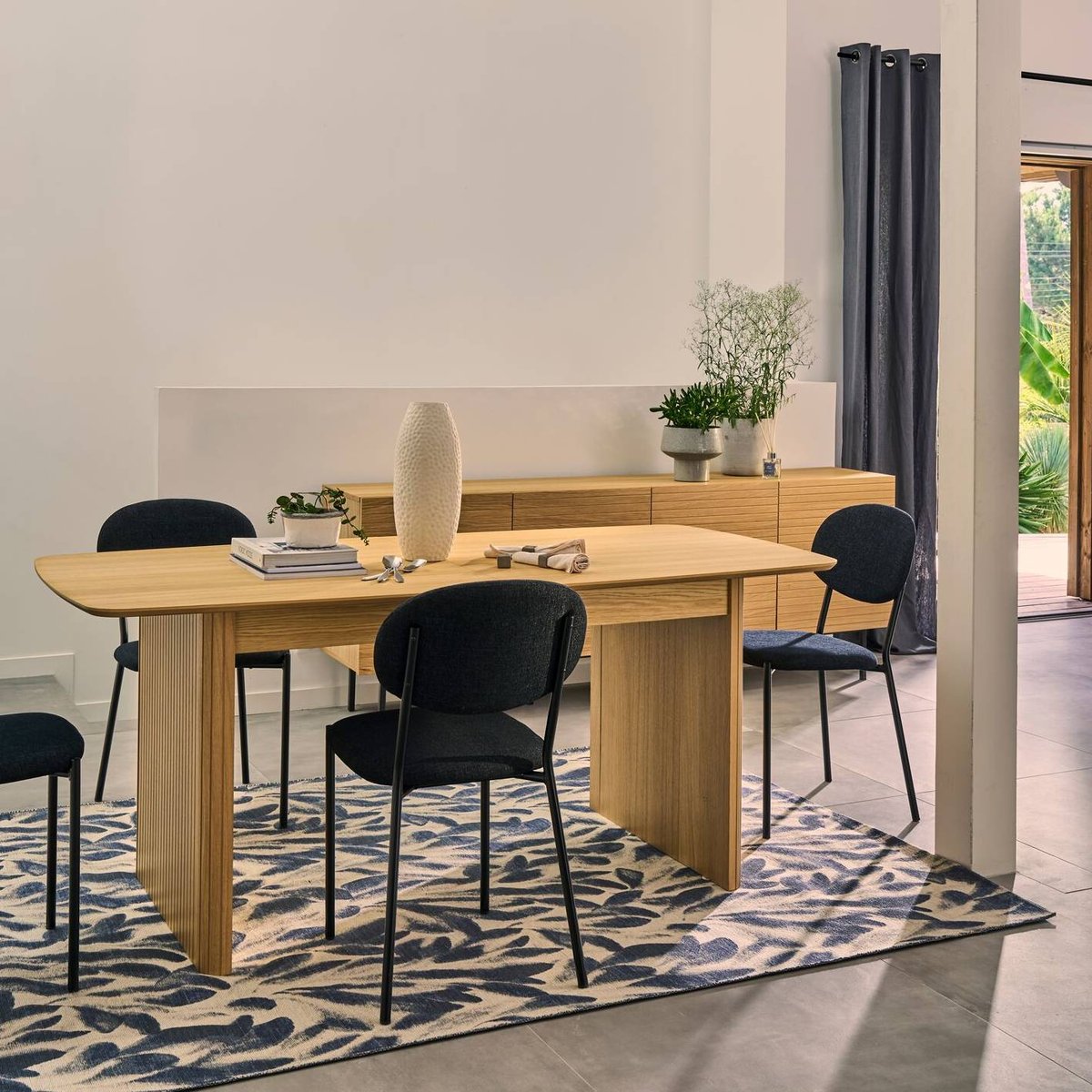 Tapis - PLANTAIN ecru/bleu, CAMIF