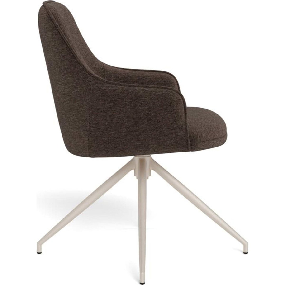 Chaise pivotante ADIA avec accoudoirs marron et cachemire, RECOLLECTION