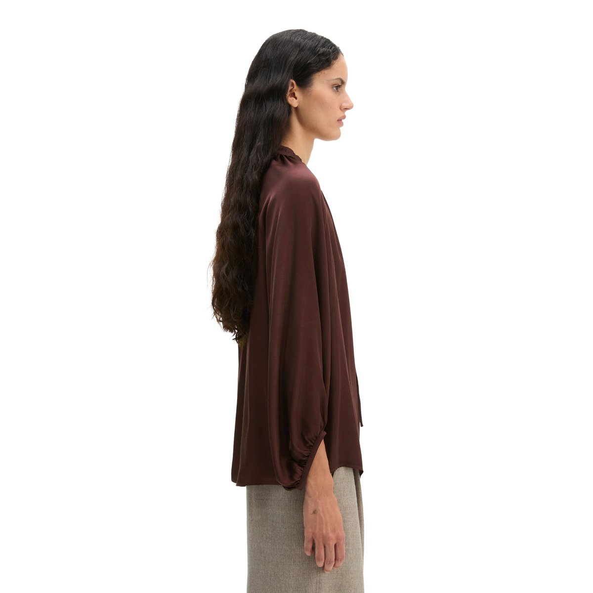Chemisier bohème en satin, coupe décontractée en viscose fluide rouge, MARC O'POLO