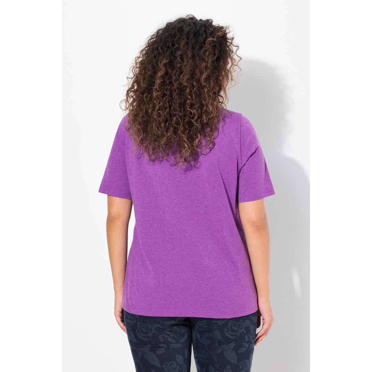 T-shirt motif rose, coupe Classic violet, ULLA POPKEN
