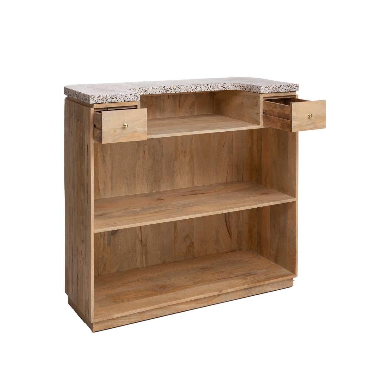 Meuble bar en bois de manguier et terrazzo LOU bois clair, MADE IN MEUBLES