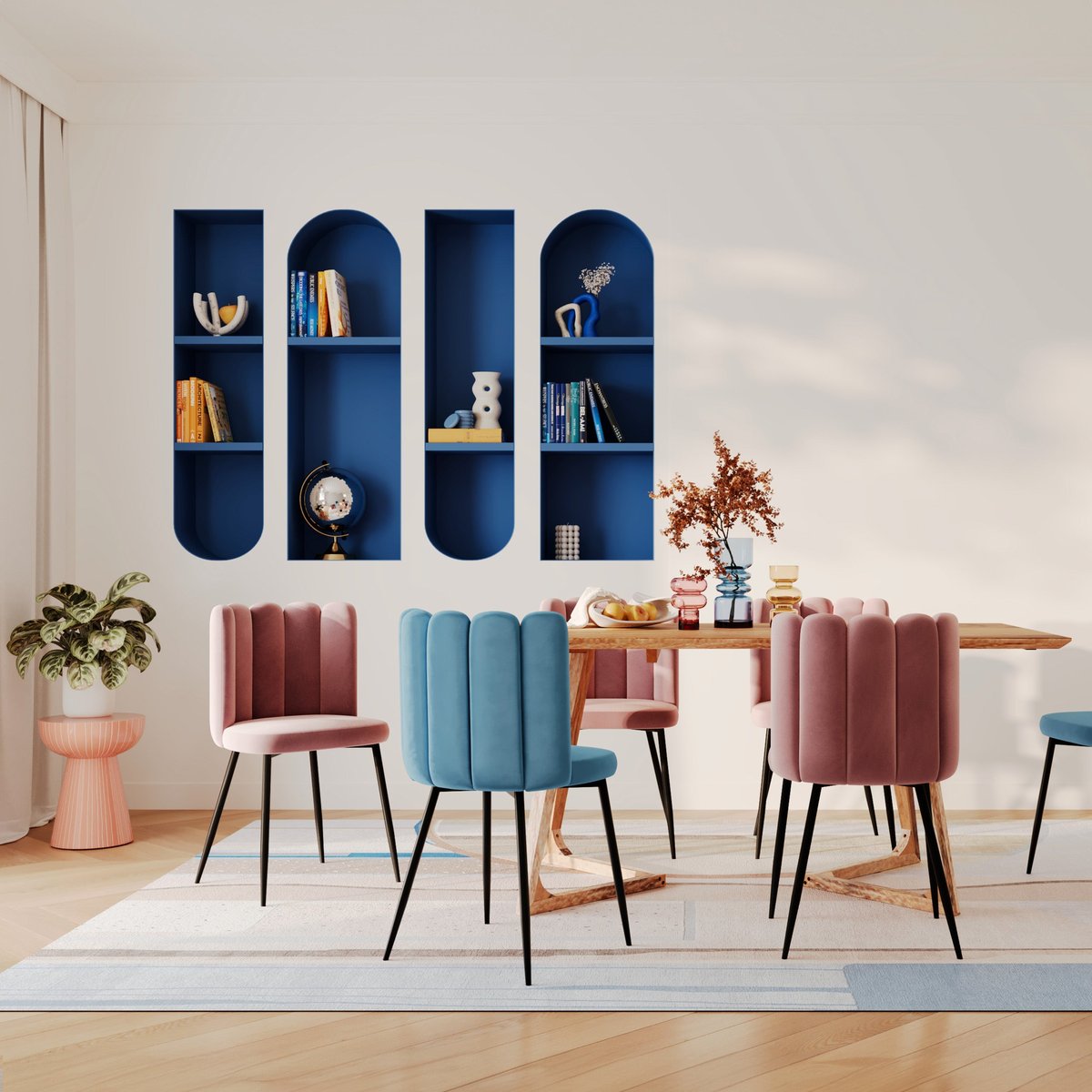 Lot de 2 chaises en velours et pieds en métal - ROSY vieux rose, MAISON PAVANE