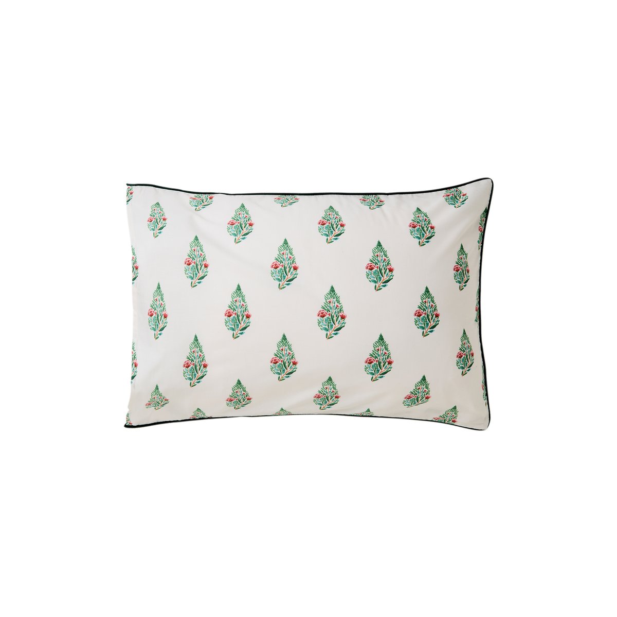 Taie d'oreiller rectangulaire coton bio BUNDI imprimé, CARRE BLANC