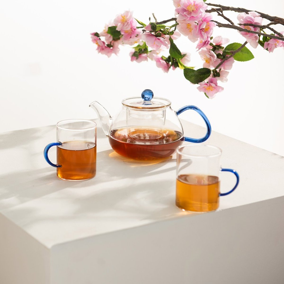 Coffret Théière avec 2 tasses   bleu 70 cl-ZENYA transparent / cristal, TABLE PASSION