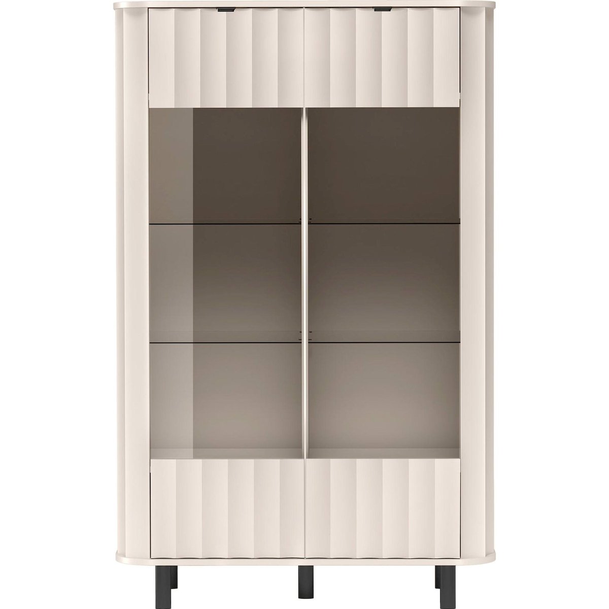 Vitrine basse 2 portes collection NOVADO cachemire mat et noir mat, RECOLLECTION