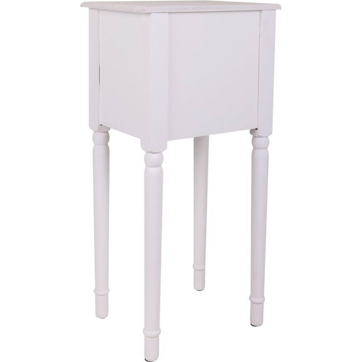 Table de chevet en bois avec tiroir rectangulaire blanc mat élégant, RECOLLECTION