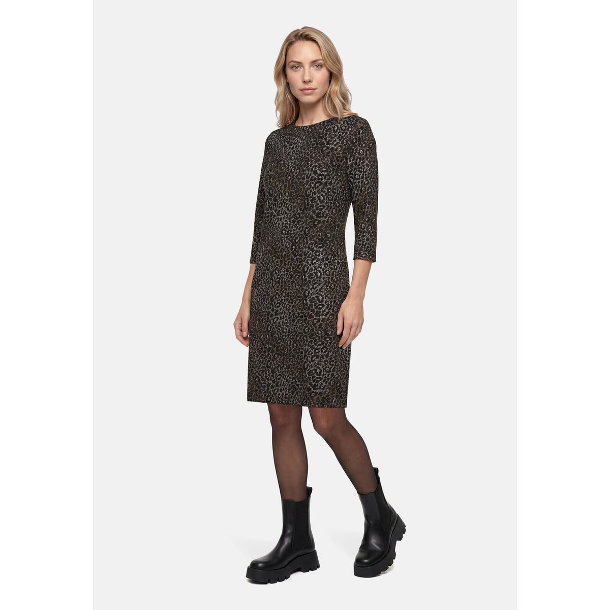 Robe en jersey longueur genoux noir/beige, BETTY BARCLAY