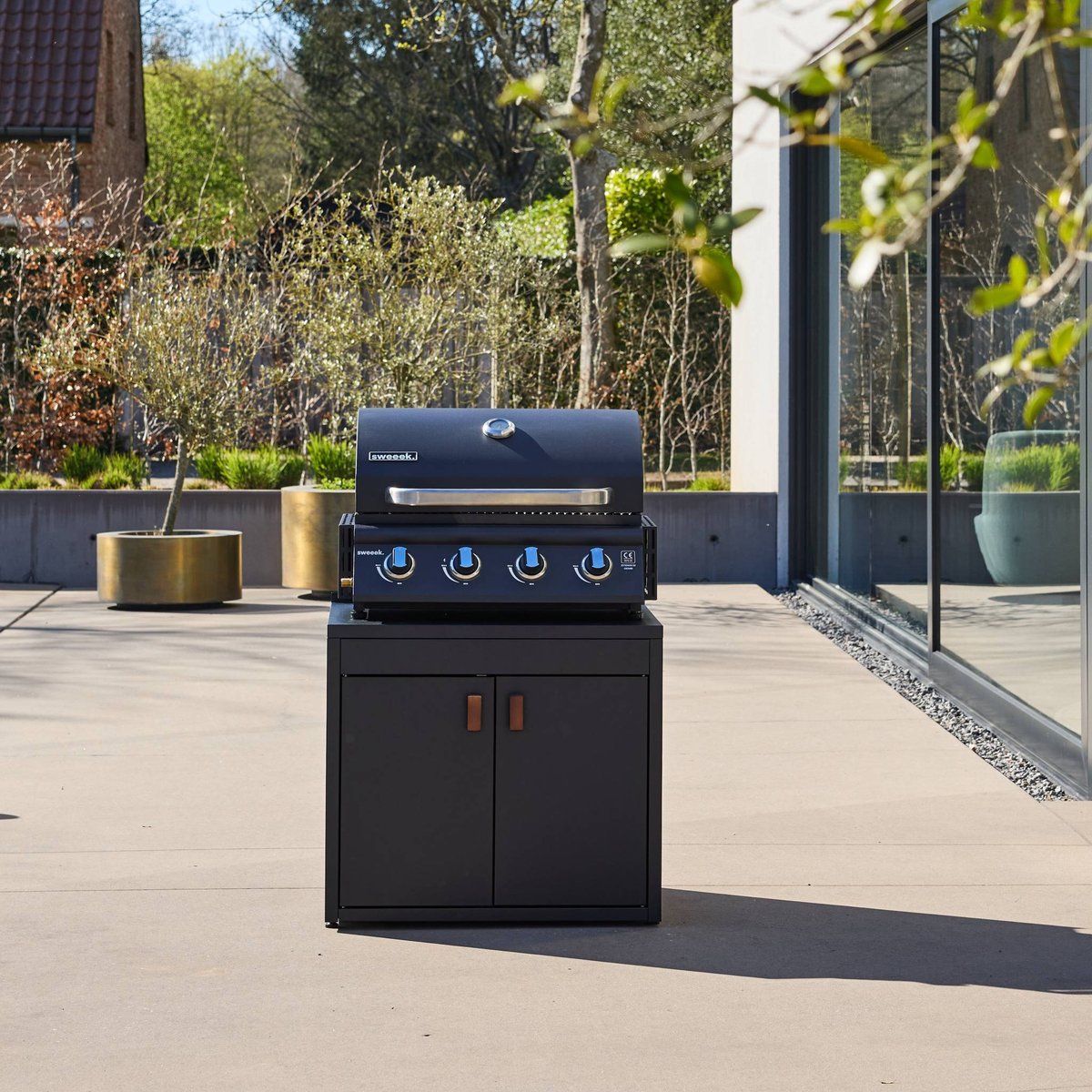 Module de cuisine extérieure acier 2 portes L75,5cm THIRA noir, SWEEEK