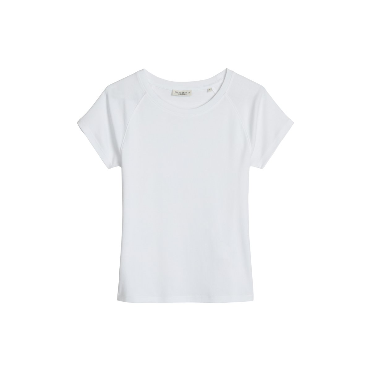 T-shirt slim en jersey de coton organique rib blanc, MARC O'POLO