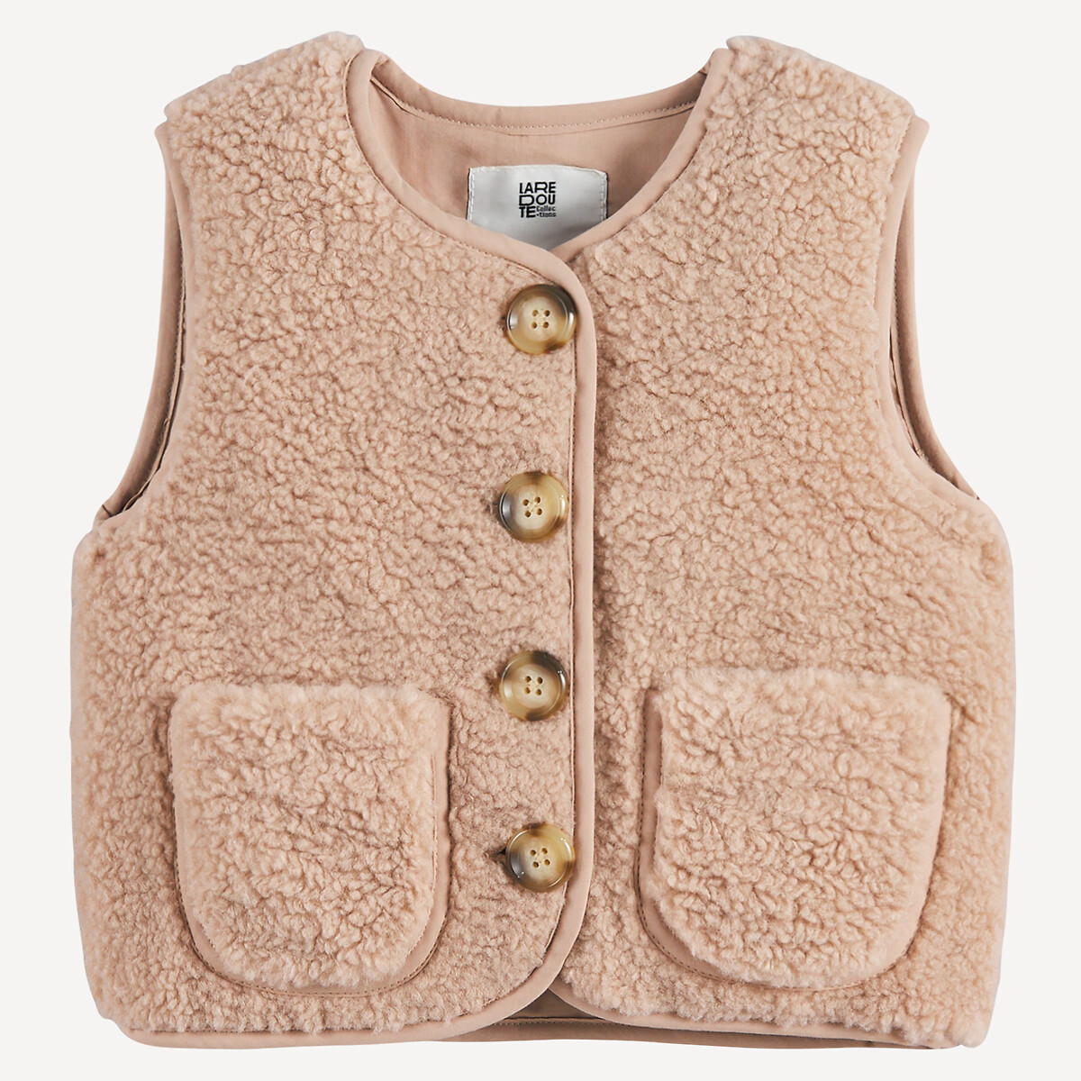 Colete em sherpa bege, LA REDOUTE COLLECTIONS