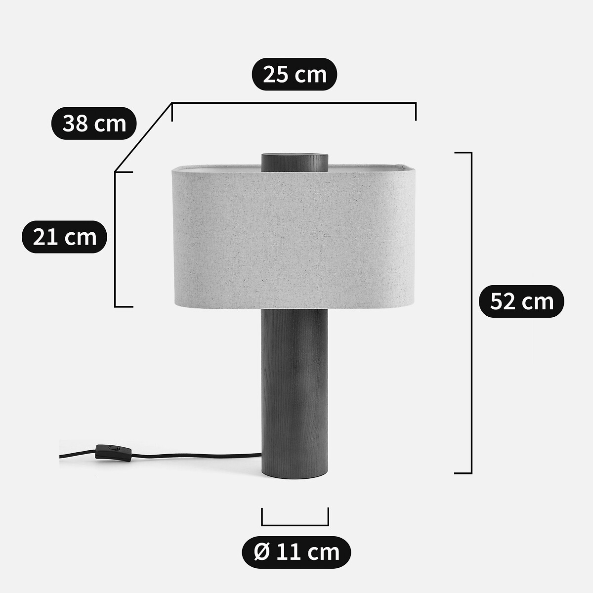 Lampe à poser en frêne teinté noyer et lin, DRYADE noyer, AM.PM