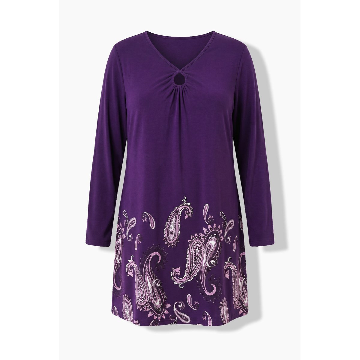 T-shirt long motif cachemire groseilles noires, ULLA POPKEN