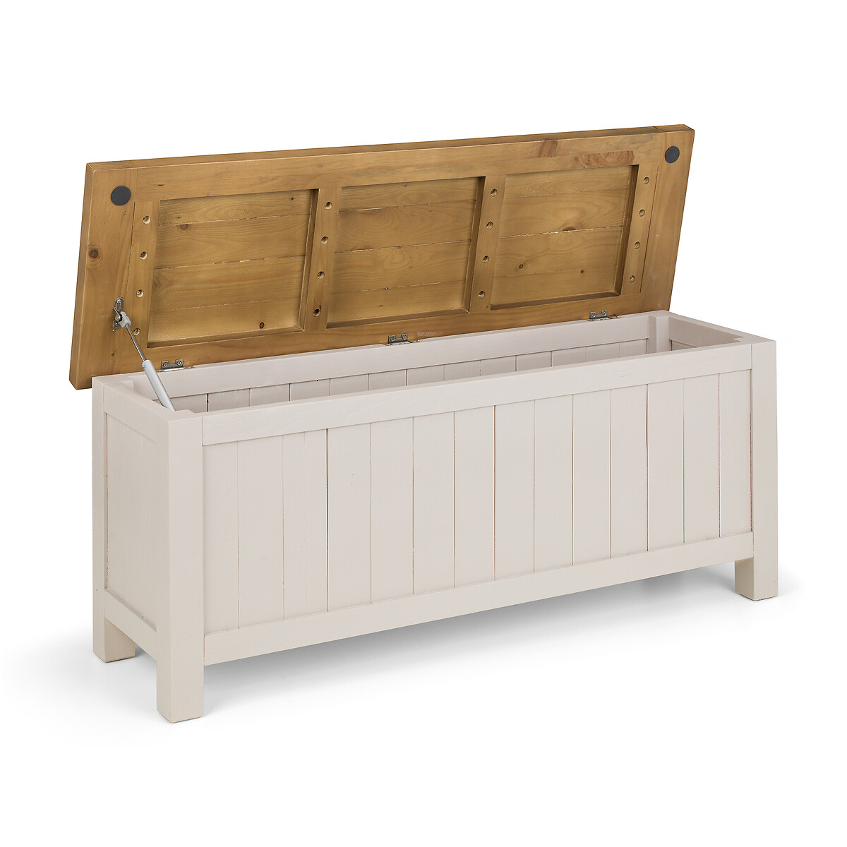 Shenandoah Reclaimed Pine Storage Dining Bench light greige, SO'HOME