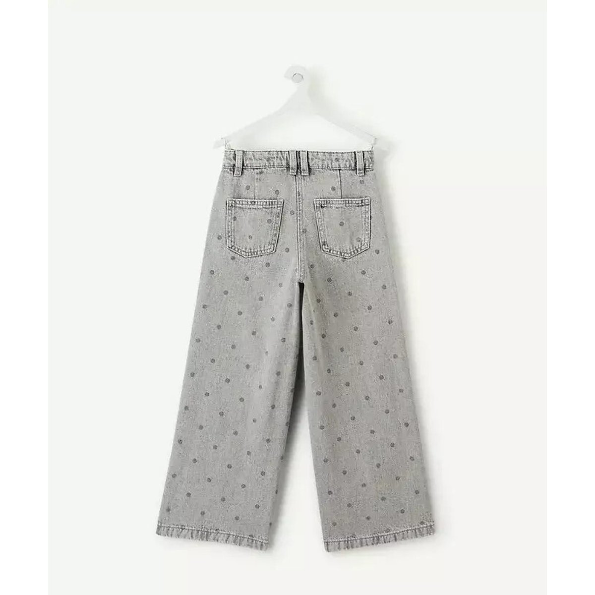 Pantalon large, imprimé pois gris denim, TAPE A L'OEIL