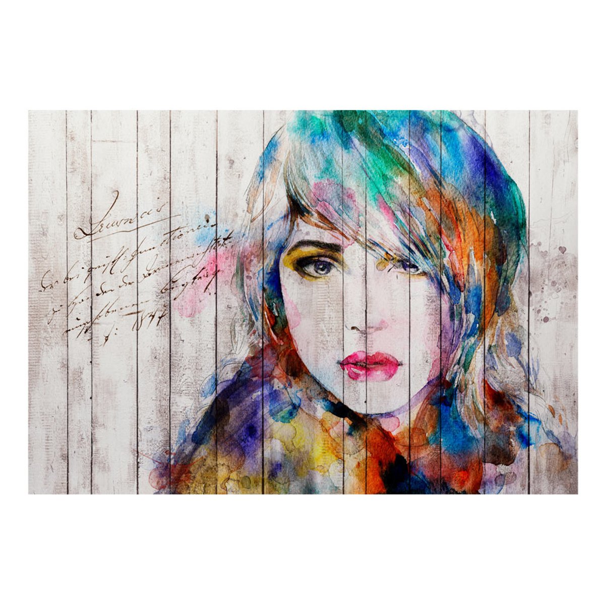 Papier peint intissé panoramique Personnes Wooden Portrait multicouleur, EDEN