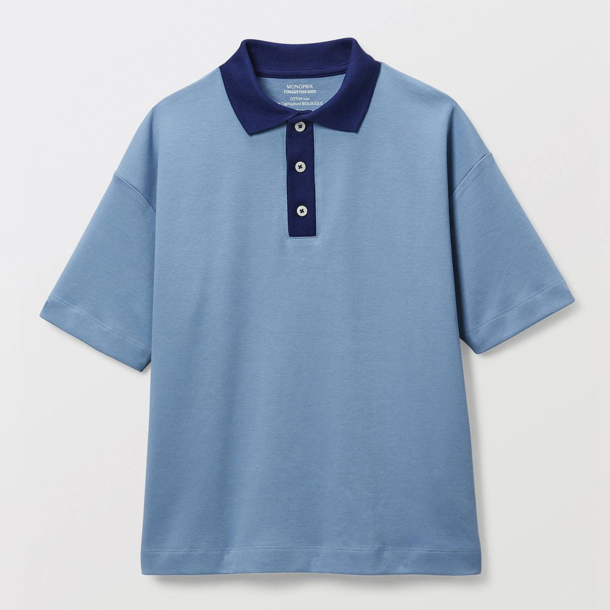 Polo manches courtes uni en coton BIO GOTS tornade, MONOPRIX