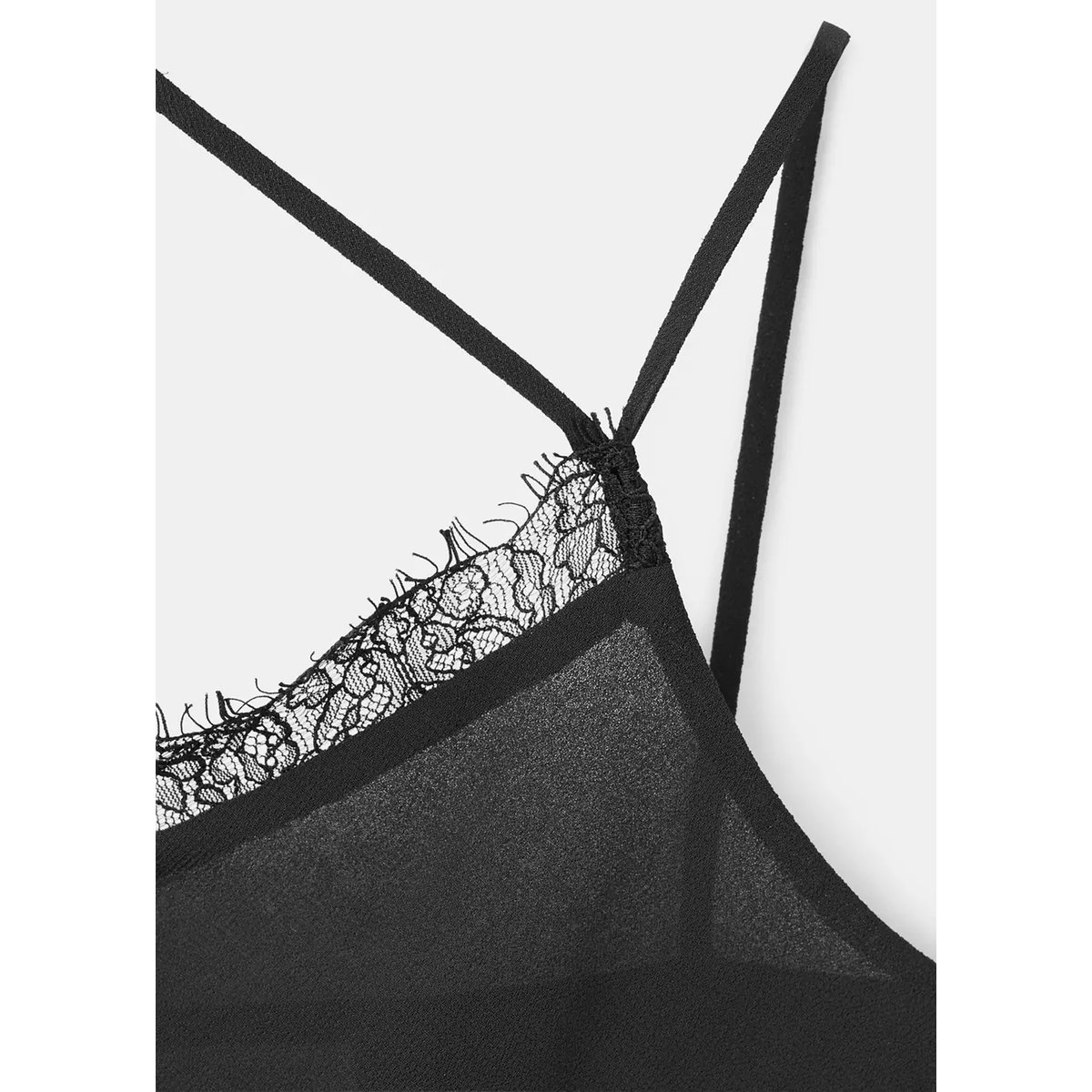 Top à bretelles détails en dentelle noir, MANGO TEEN