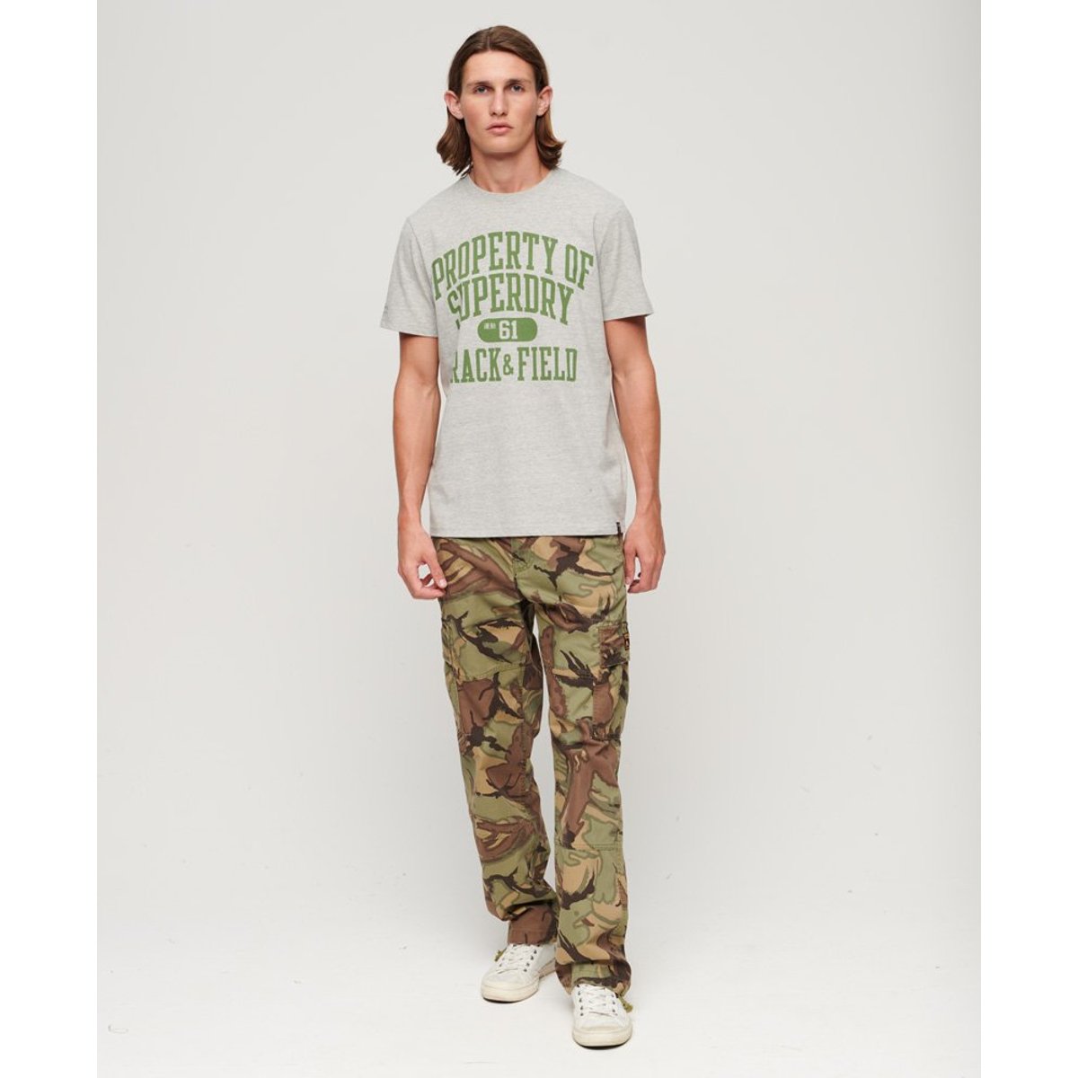 T-shirt à motif Athletic College gris moucheté chiné, SUPERDRY