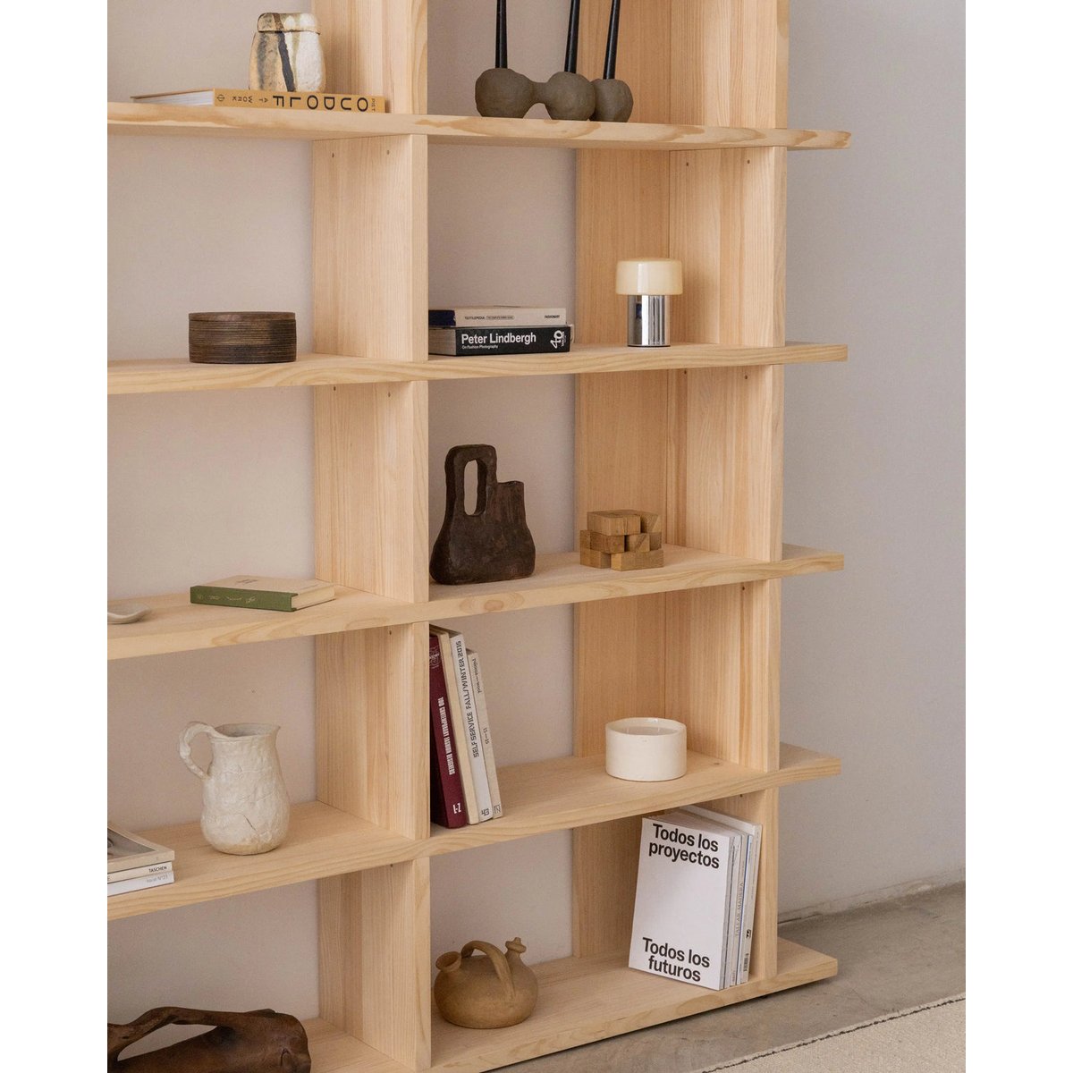 Bibliothèque en pin massif non verni MONTGÓ 2x5 bois clair, NAAN FURNITURE