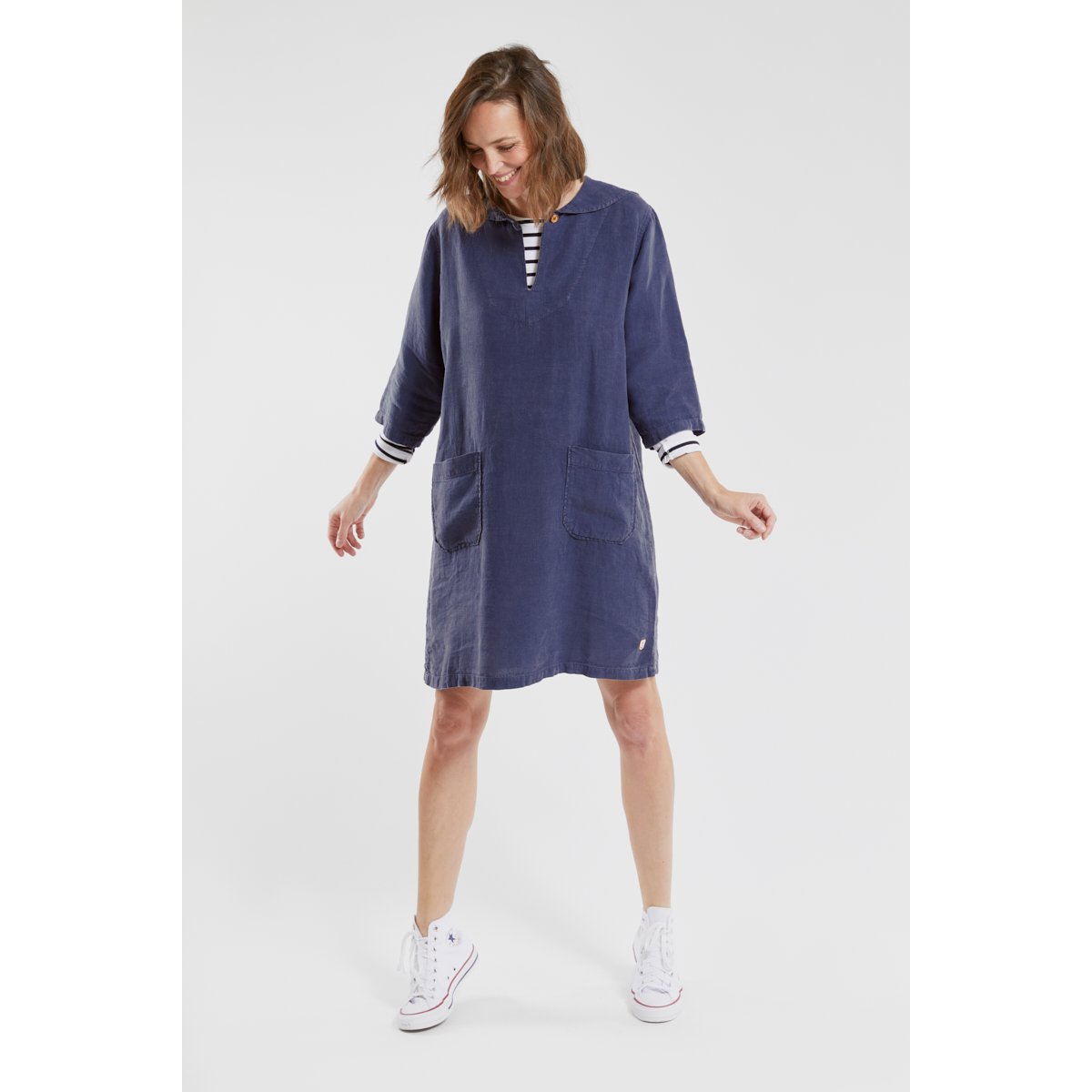 Robe vareuse Héritage en lin HERITAGE indaco, ARMOR-LUX